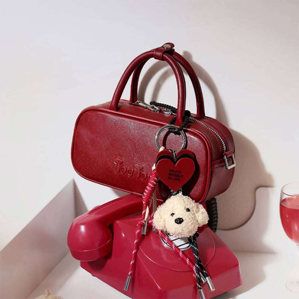 TOUTOU Boston Bowling Bag Imitation Plant Tanning Autumn Single Shoulder Handheld Crossbody Mini Purse For Women Christmas Gift