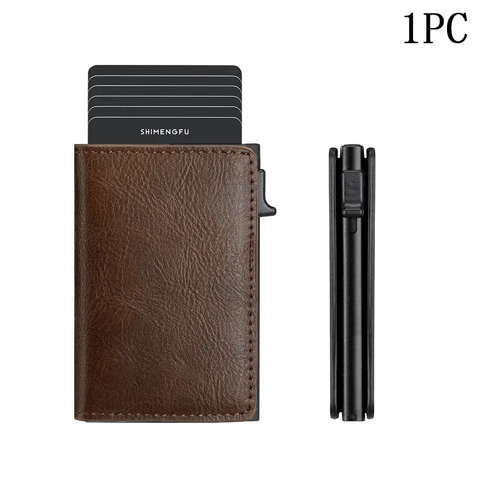 Fashion Metal Aluminum Leather ID Card Holder MultiFunction er Bank Card Men Wallet Business PopUp Cardholder Women250901
