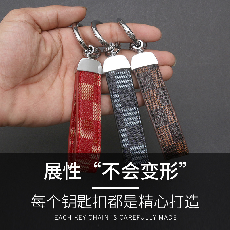 Fashion Accessories Keychains & Lanyards Brand name Vintage Leather Car Keychain for Men, Waist Hanging Key Ring with Horseshoe Buckle, Sturdy and Wea