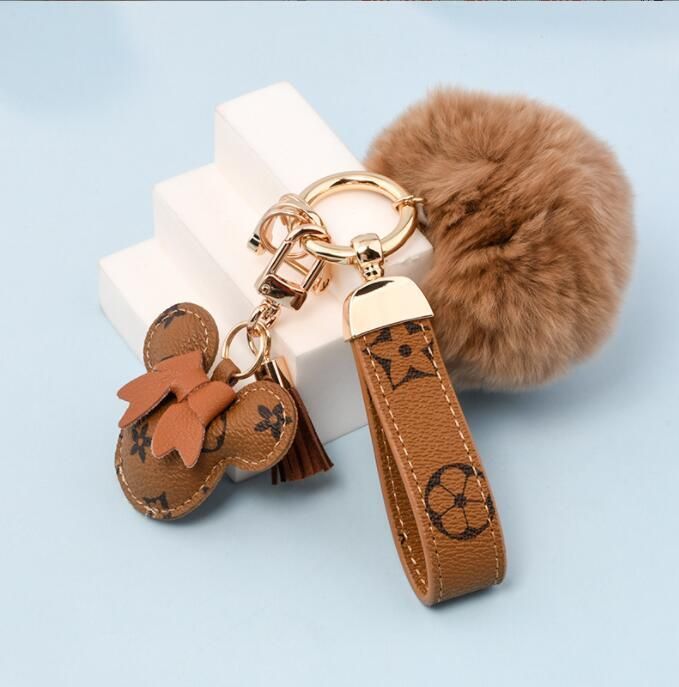 Designer keychain Mouse Diamond chain Luxury Car key chains bag charm Favor wer Pendant Jewelry Keyring Fashion PU