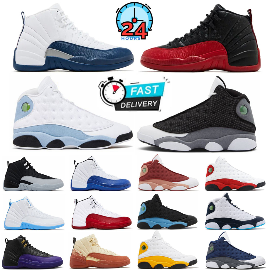 Designer Mens Flu Game 12s Basketball Shoes Black Cat 13s Sneakers Gym Red Hyper Royal University Gold Lucky Green Bred Court Purple Sports Women Trainers
