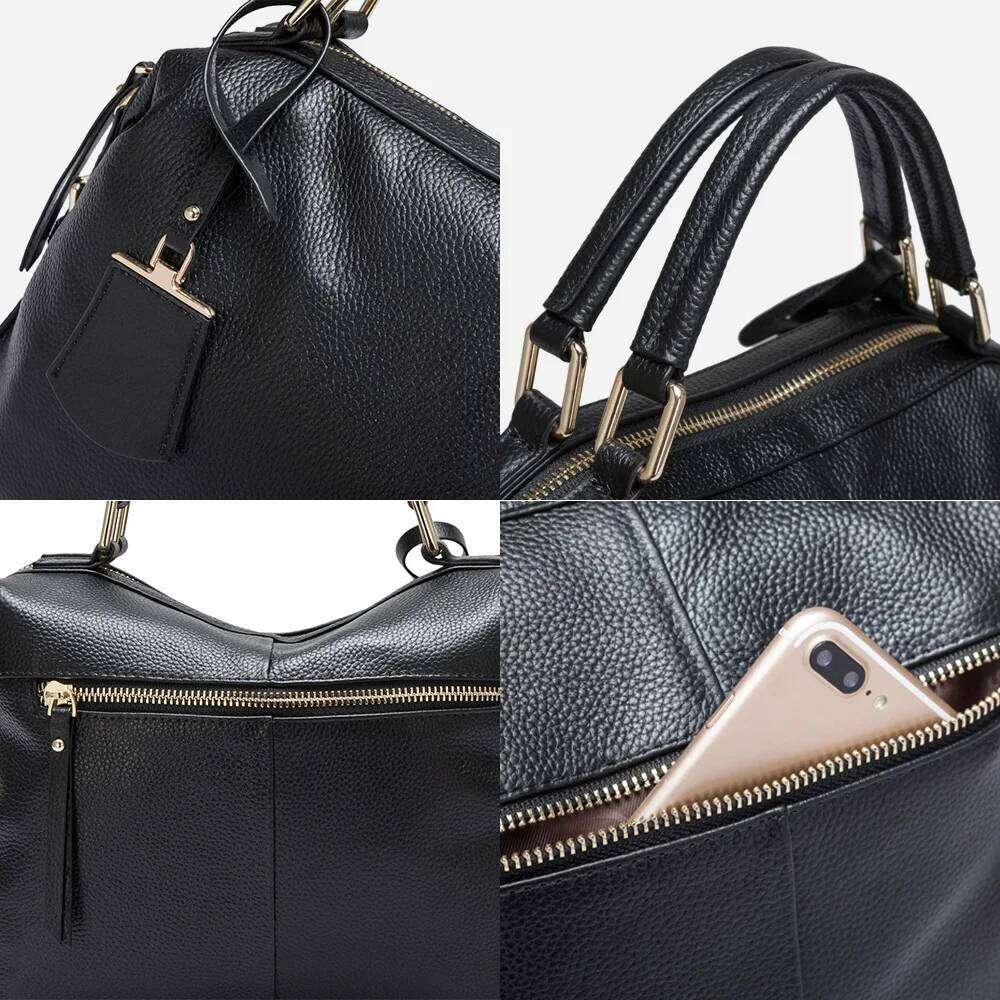 Zency Fashion Women Tote Bag 100% Genuine Leather Handbags Female Boston Charm Messenger Crossbody Purse Shoulder Bags