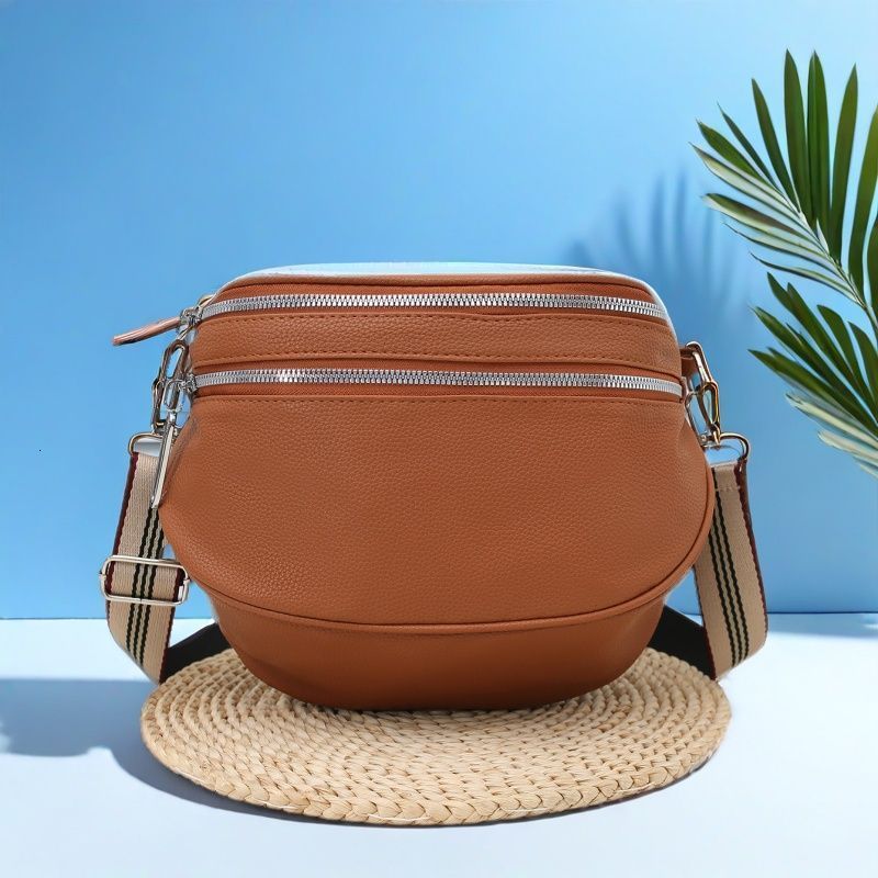Women Stylish Crossbody Bag with Wide Strap Vintage Chest Bag PU Leather Fashion Sling Bag Female Daily Dating Bag