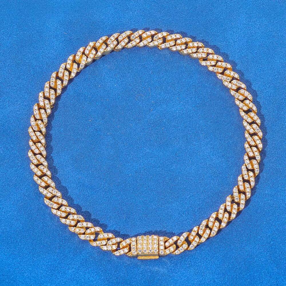 Eskeem Thin Cuban Link Bracelet 5mm 925 Silver Iced Out VVS Moissanite Flip Lock Clasp Hip Hop Fine Jewelry