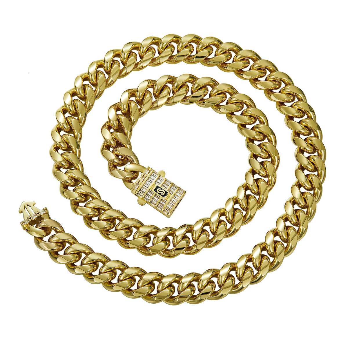 Anklet Bracelet 14k Cuban Chain Necklace Iced Cuban Link Chains Necklace Gold Stainless Steel Men Women Classic Monaco Chain