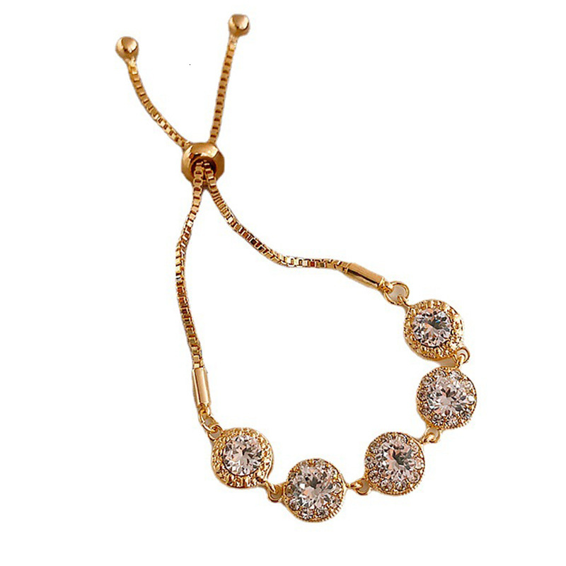 Real Gold Plated Fashion Personality Sparkling Dia Korean Dongdaemun Elegant Bracelet Simple Internet Celebrity Jewelry for Women