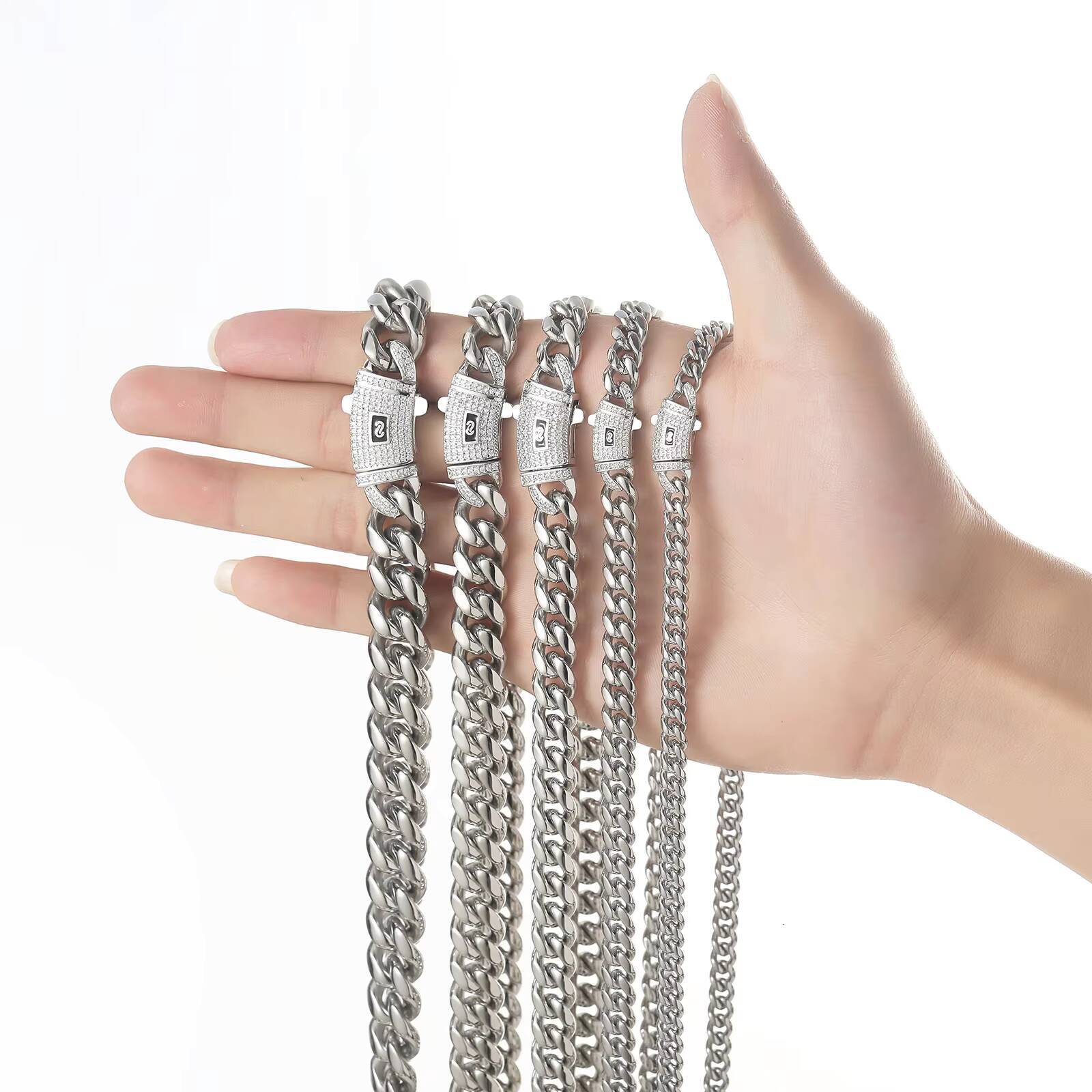 BES 14K 18K Gold 6mm14mm Miami Cuban Bracelet Hip Hop Stainless Steel Gold Monaco Cuban Link Chain Necklace for Men Women