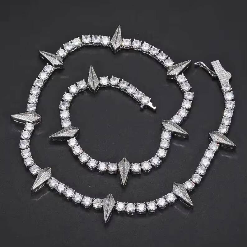 Fully Iced Out Moissanite Diamond Tennis Chain Punk Choker Necklace Bracelet Hip Hop Jewelry Customized Jewelry Gift for Men