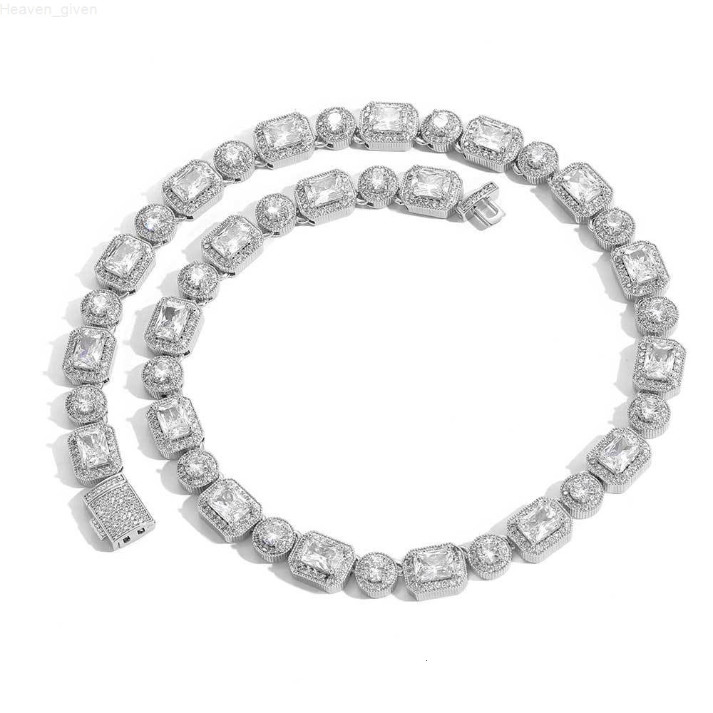 10mm Men Women Choker Necklace Jewelry Iced Out Bling Mix Square Round CZ Diamond Clustered Tennis Chain