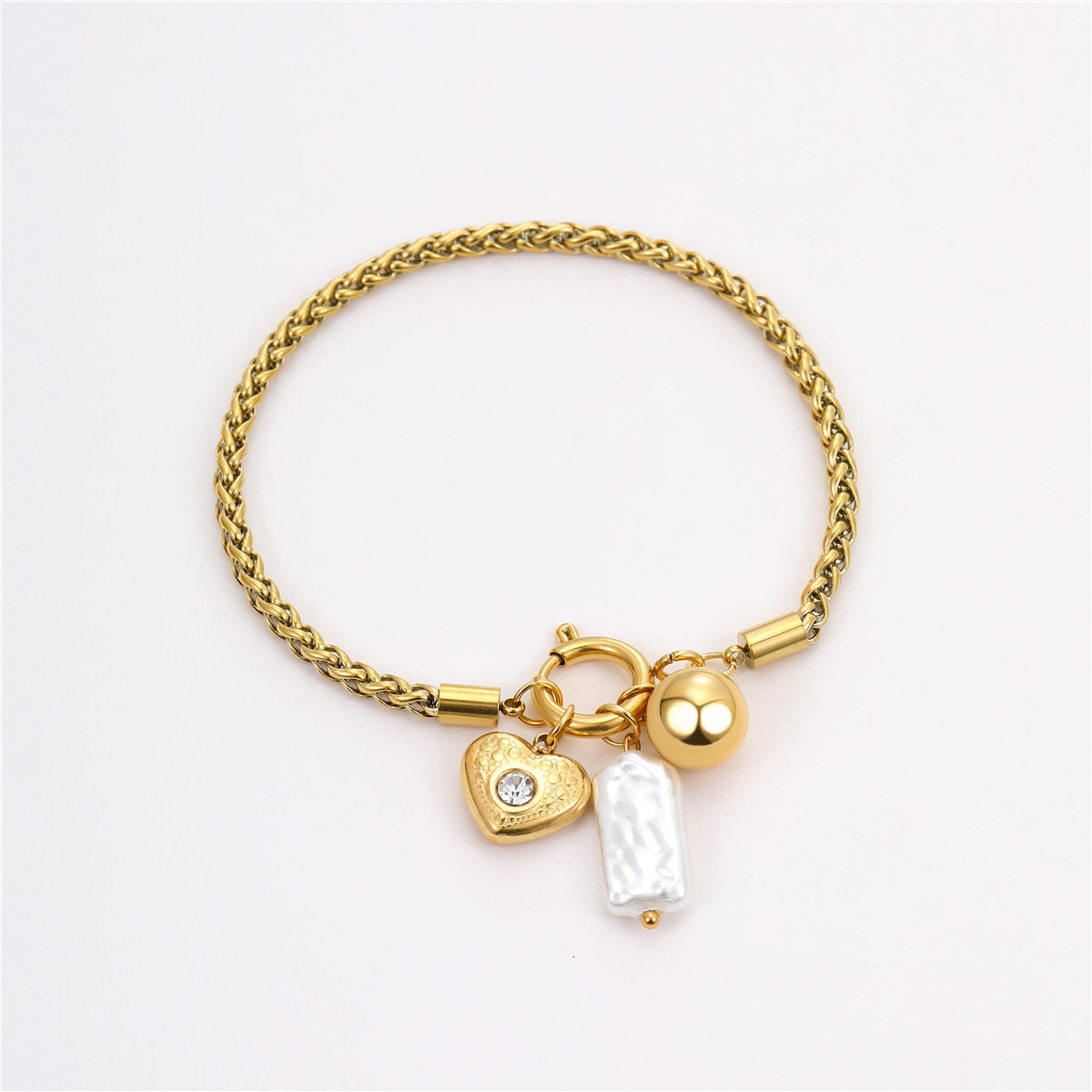 New Inlaid Dia Heart Pendant Necklace Light Niche High-end Stainless Steel Bracelet for Women - view 6