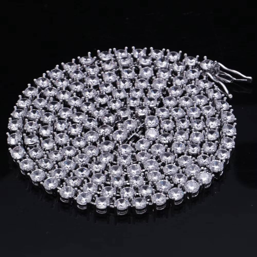 3MM 4MM 5MM Iced Out Diamond Necklace Hip Hop Micro Setting Bling CZ Tennis Chain