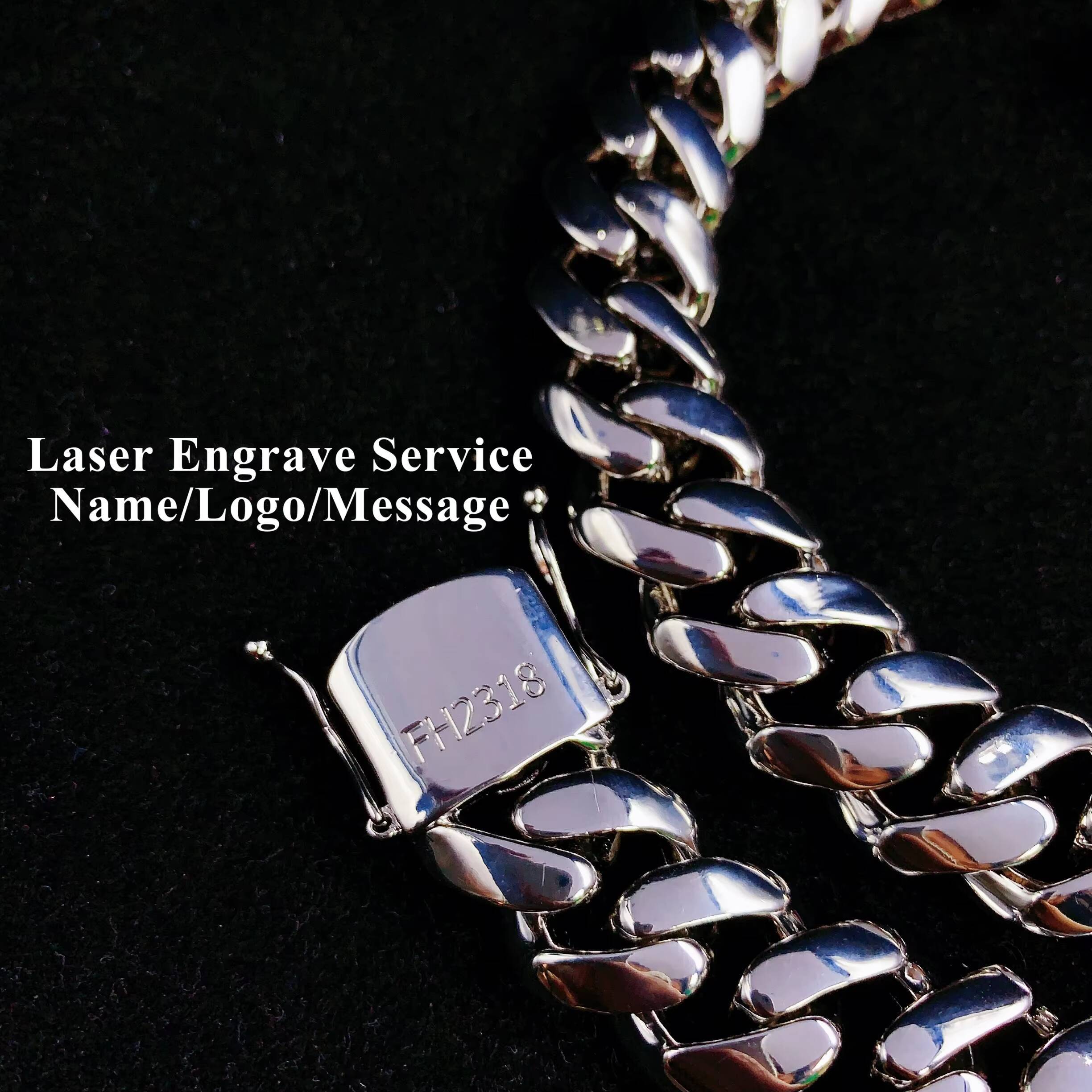 ZuanFa Jewelry Plain Cuban Chain VVS Moissanite Iced Out Box Cuban Link Chain Rapper Hip Hop Necklace Rock