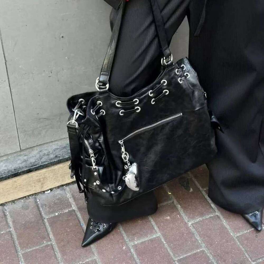 Japanese Haruku Style PU Leather Y2k Cool Large Capacity Handbag Shoulder Women's Bag Purses Women Hand Bags