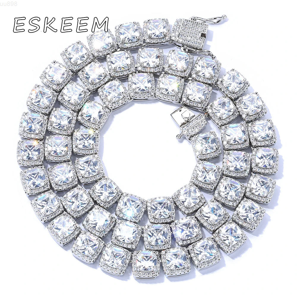 Wholesale 10mm Iced Out CZ Diamond Necklace Men Punk Style Chunky Zircon Cluster Tennis Chain Necklace Hip Hop Jewelry