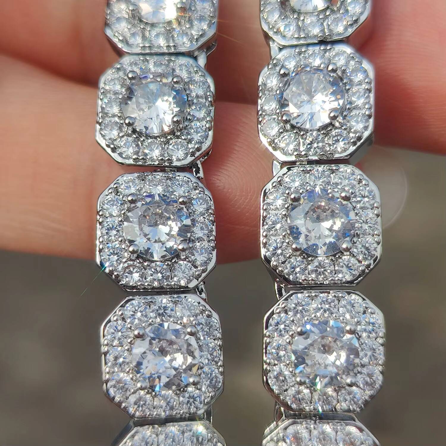 Eskeem Luxury Iced Out Tennis Necklace 925 Silver Gold Plated VVS Moissanite Chain Hip Hop Unisex Jewelry Gift