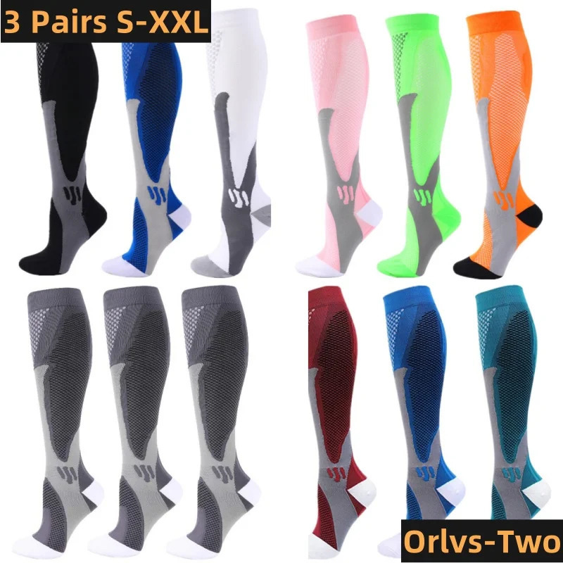 SXXL 3 Pairs PackSocks Compression Socks 30 Mmhg Fit For Medical Edema Diabetes Varicose Veins Running Sports Socks Size XXL 250901