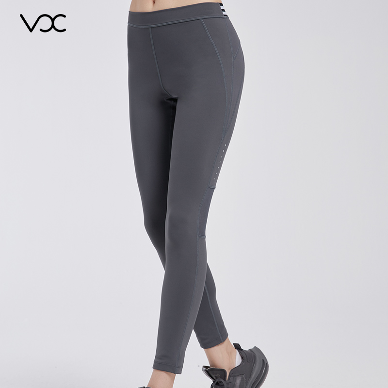 Athletic Vitality Mid-Rise Yoga Tights with Woven Stripes Detailing for Women