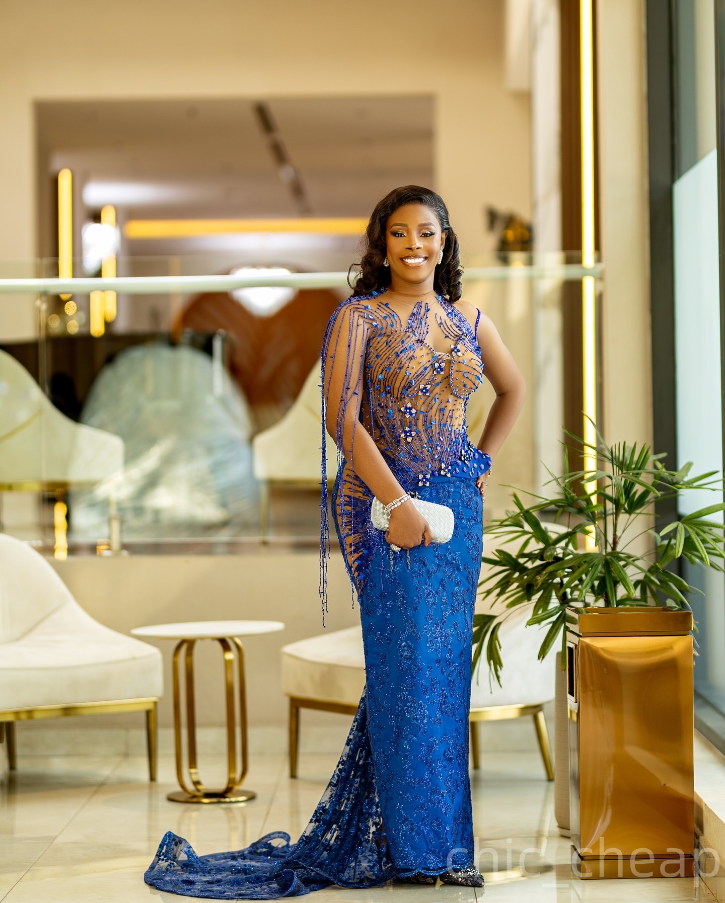 Aso Ebi Royal Blue Sheath Prom Dresses 2025 Crystals Lace Illusion Evening Formal Party Second Birthday Engagement Gowns Plus Size Dress For Special O
