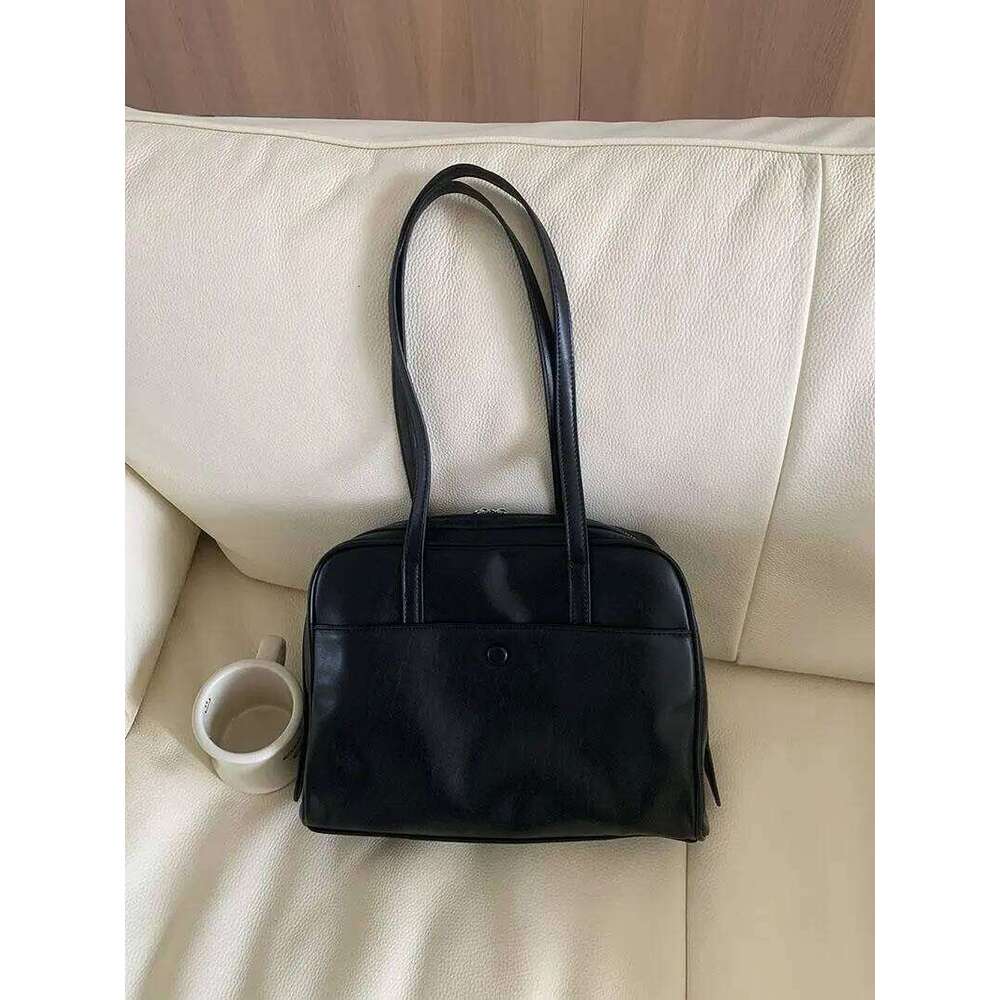 Korean Sle Retro Tote Women's Oulder Bag Commuter Handbag Large Capaci Casual Faion PU Leather Zipper Closure