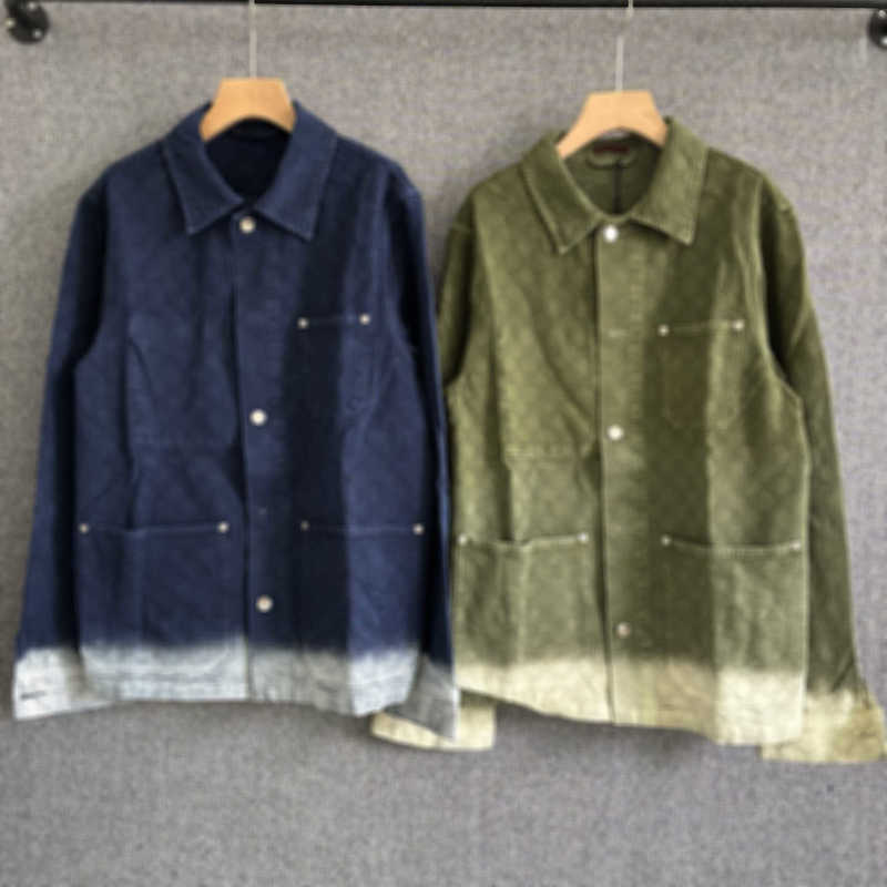 Men's Jackets Designer 2025 Brand Autumn New Letter Embossed Gradient Denim Shirt and Jeans Casual Set Fashionable Unisex Trend