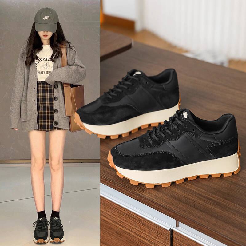 Mirinda Forrest Gump Autumn Genuine Leather Women's Thick-Soled Sneakers Couple Dad Non-Slip Wear-Resistant Casual Shoes
