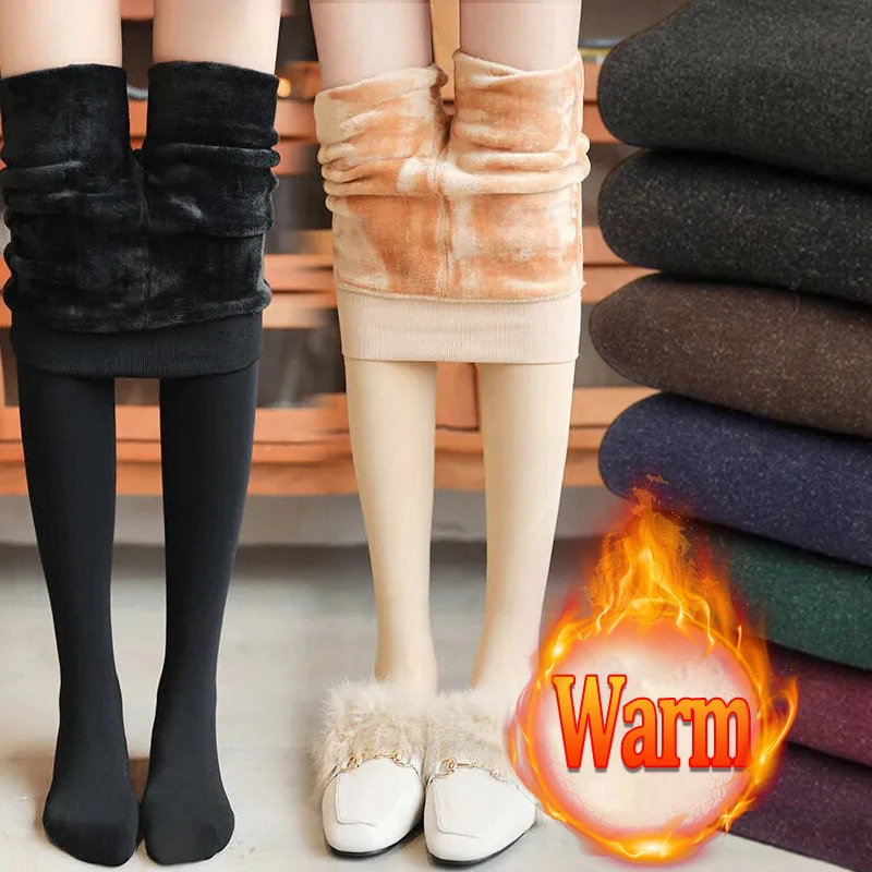 Women Winter Leggings Warm Leggins High Waist Solid Color Velvet Women Thickened Velvet Leggings Stretchy Black Stockings Tights 250902
