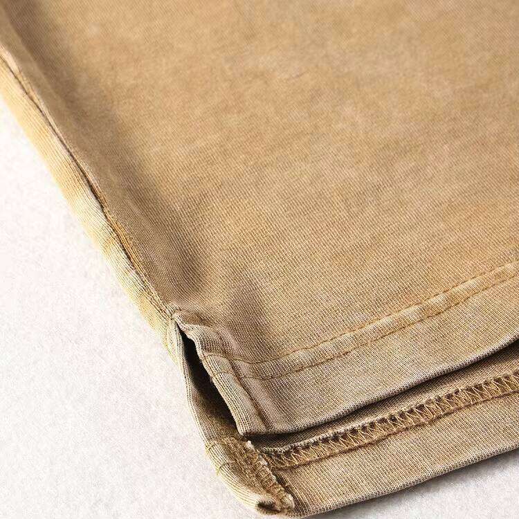 High Quality Embroidered Men's T-Shirt 300gsm Extra Heavy Weight Acid Washed 100% Cotton Twill