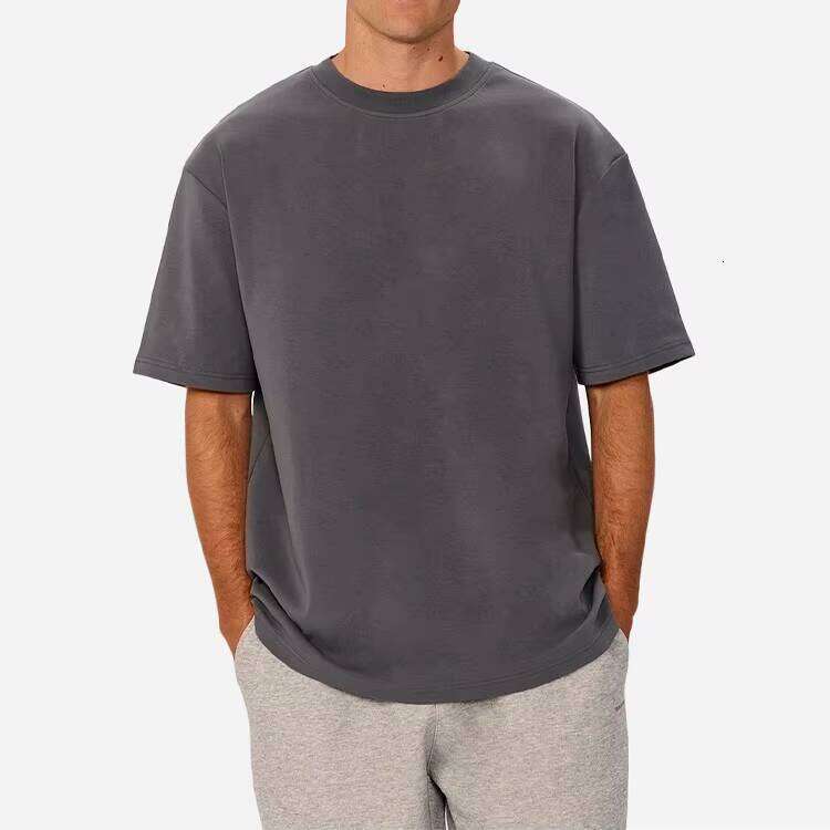 High-quality 100% cotton short-sleeve crew neck men's shirt made with solid pattern knit fabric