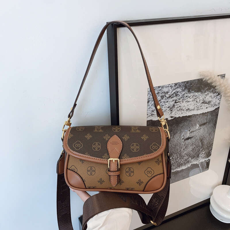 Designer Crossbody Bags Fashion Saddle Bag for Women 2025 New Printed Small Square Light Luxury Shoulder Crossbody Bag
