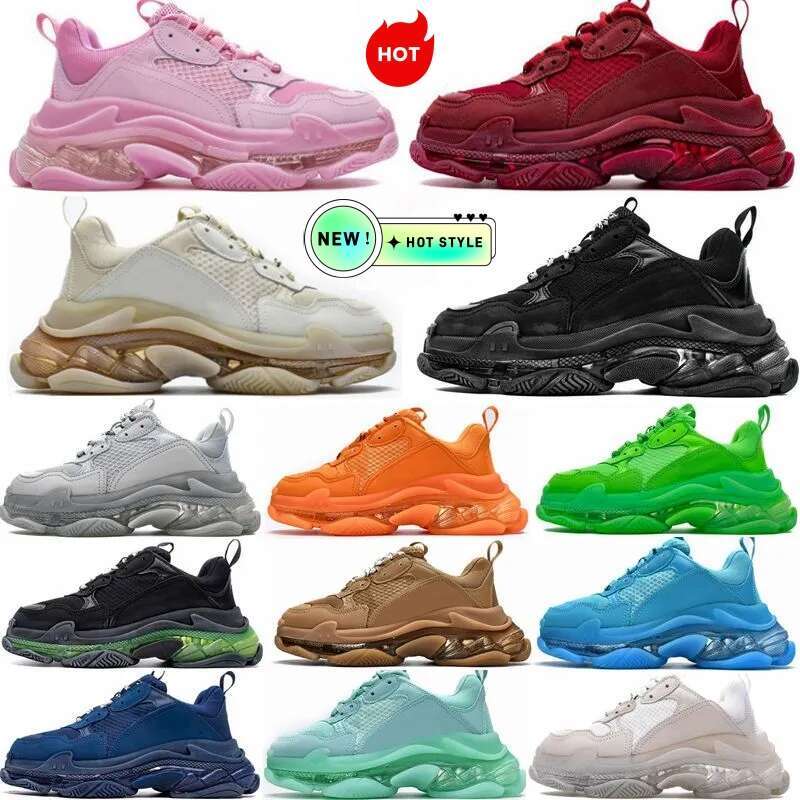 Triple s 3.0 Men Women Designer Casual Shoes Platform Sneakers Clear Sole Black White Grey Red Pink Blue Royal Neon Green Mens Trainers Tennis