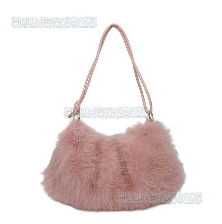 Autumn Winter New Faux Fox Fur Womens Fashion Versatile Underarm Plush Bag Casual Handbag Shoulder Bag Little Style H250902