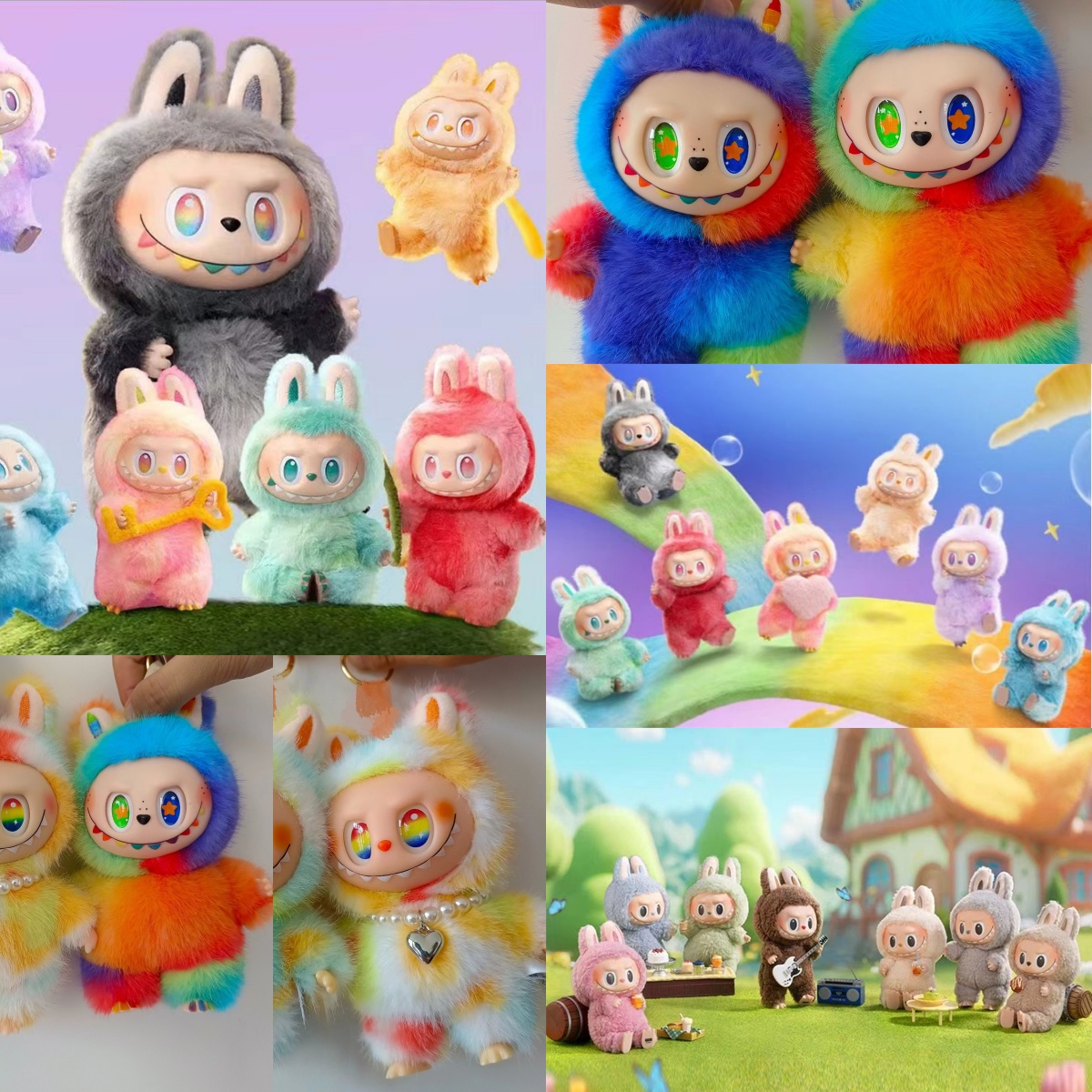 Labubu keychain plush 1.0 2.0 3.0 4.0 5.0aroon action animation character doll hobby pendant decoration cute mysterious Blind Box labubu popmart lafufu 15-17cm