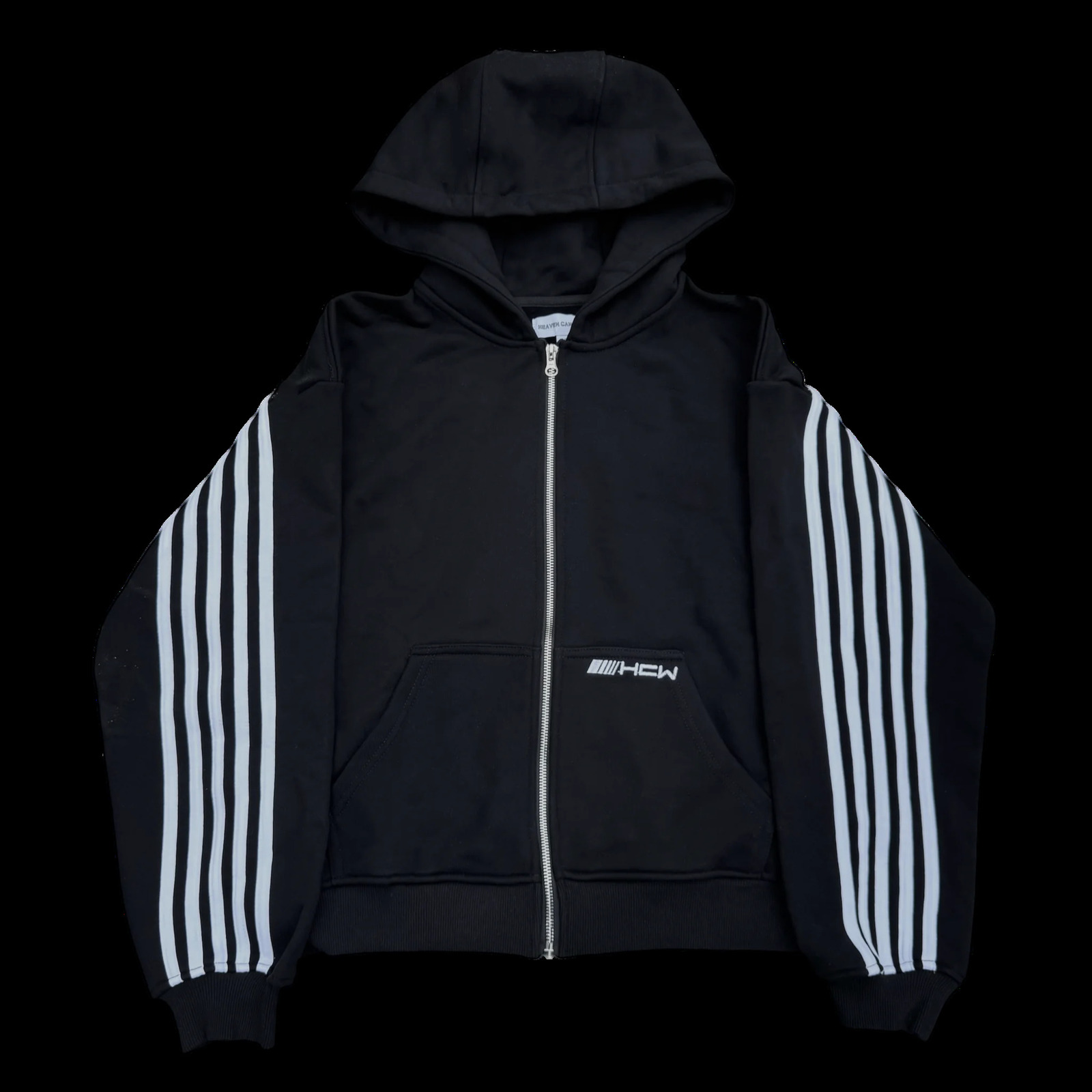 HCW Striped Embroidered Black Hoodie Sweatpants Two Piece Suit Y2K Sportswear Letter Embroidery Oversized Zipper Sweatshirt Pant 250902