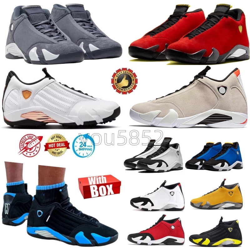 With Box Golf Open Pack 14 14S Men Basketball Shoe Flint Grey Pack University Blue Ginger Black Toe Hyper Gym Red Chartreuse Gold Royal Mens Outdoor Trianers Sneakers