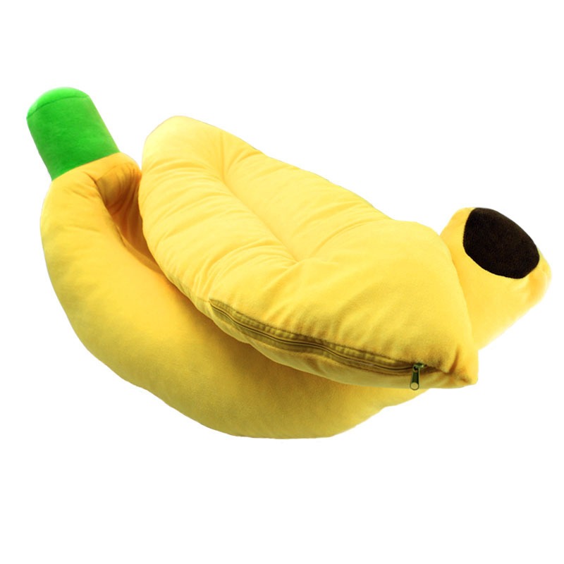 Cartoon Banana Shaped Pet Bed Removable Washable for Dogs Cats 4-Season Use Soft Comfortable Nest for Small Medium Breeds