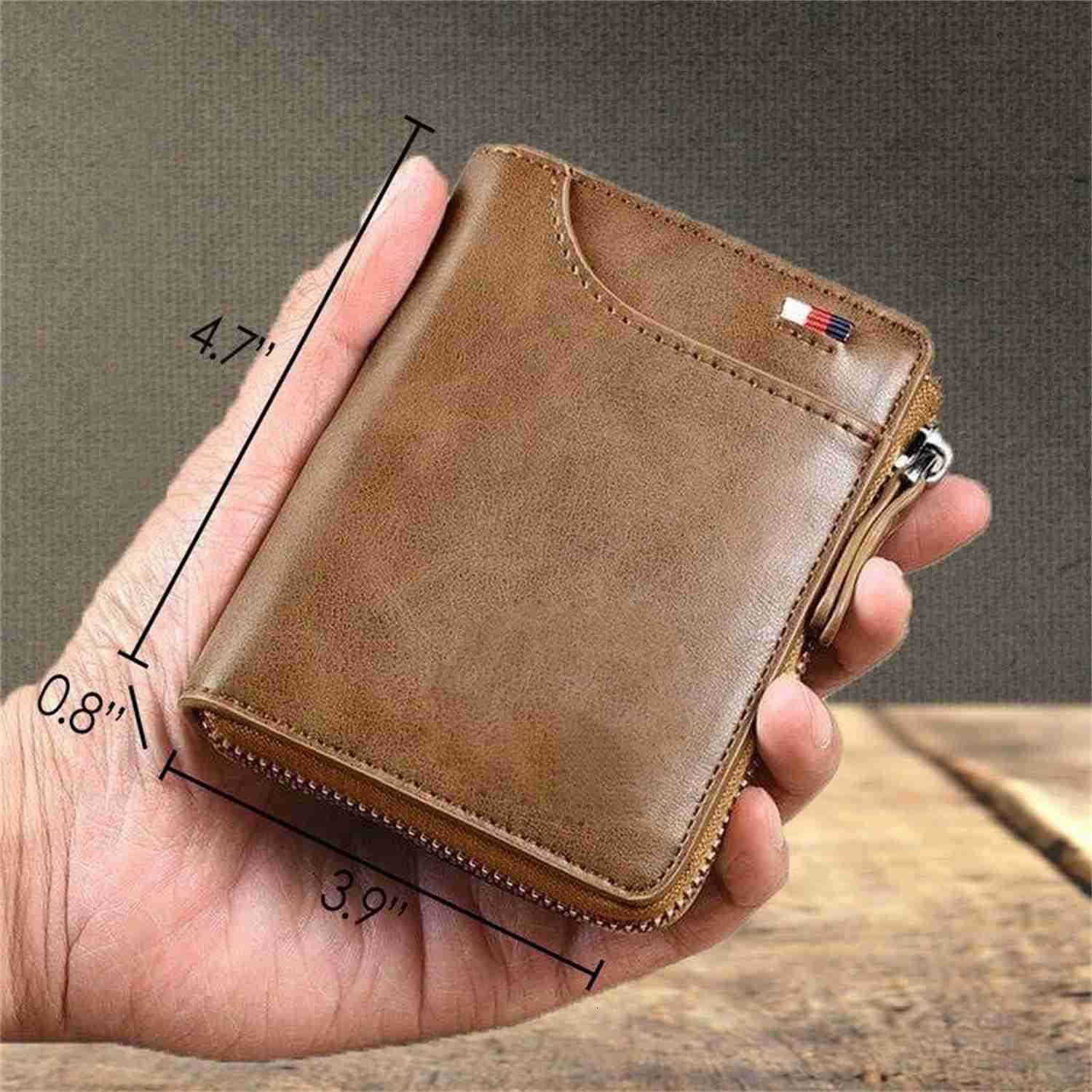 New MultiFunctional RFID Blocking Waterproof Durable PU Leather Wallet Large Capacity Zipper Wallets for Men Holds 114 Cards Soft Slim Genuine Leather