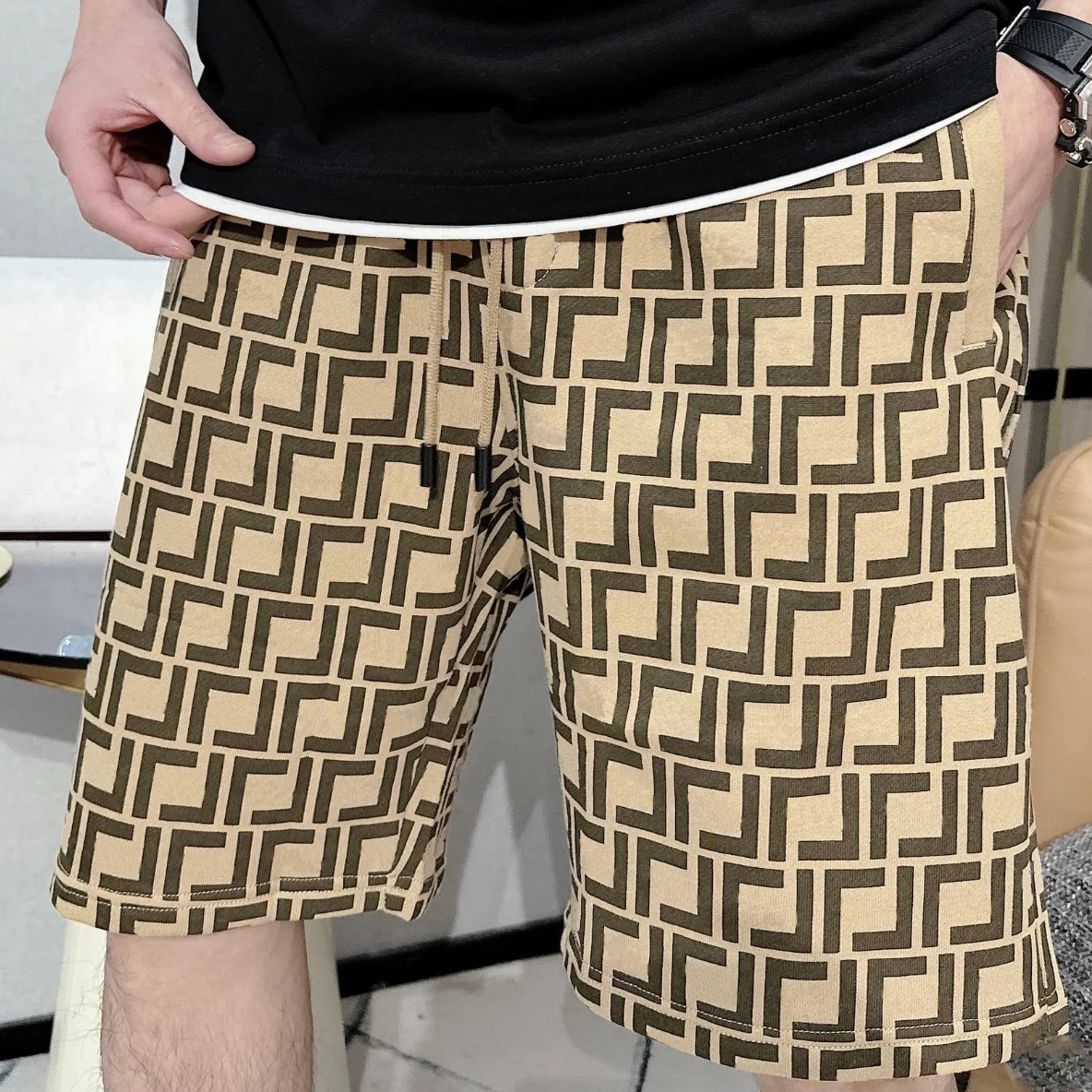 Men's designer high-quality jacquard shorts men's jeans double letter casual letter pants khaki sports shorts women's shorts