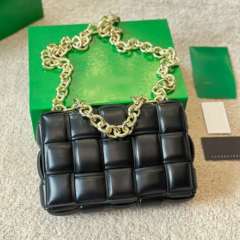 Designer woven plaid bag new leather women's bag Korean fashion big chain crossbody shoulder bag handbag