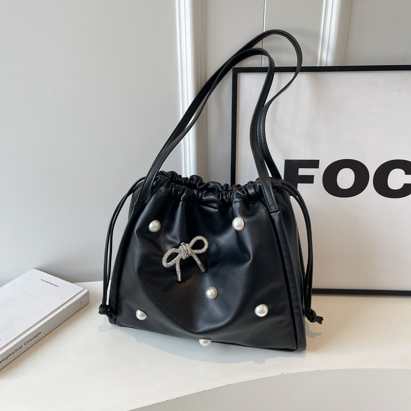 2025 autumn atmosphere New Commuter Large Capacity Women s Bag Light Luxury Elegant Pearl Bow Decorative Underarm Bag Designer Shoulder Bag