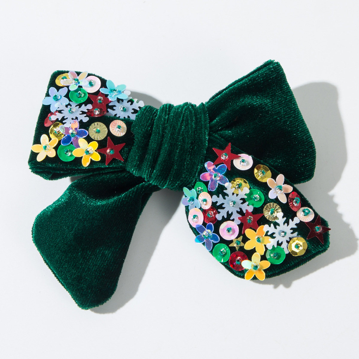 New Christmas Flannelette Bow Hair Clips for Women Hand Sewn Stars Snowflakes Glitter Sweet Party Hair Accessories