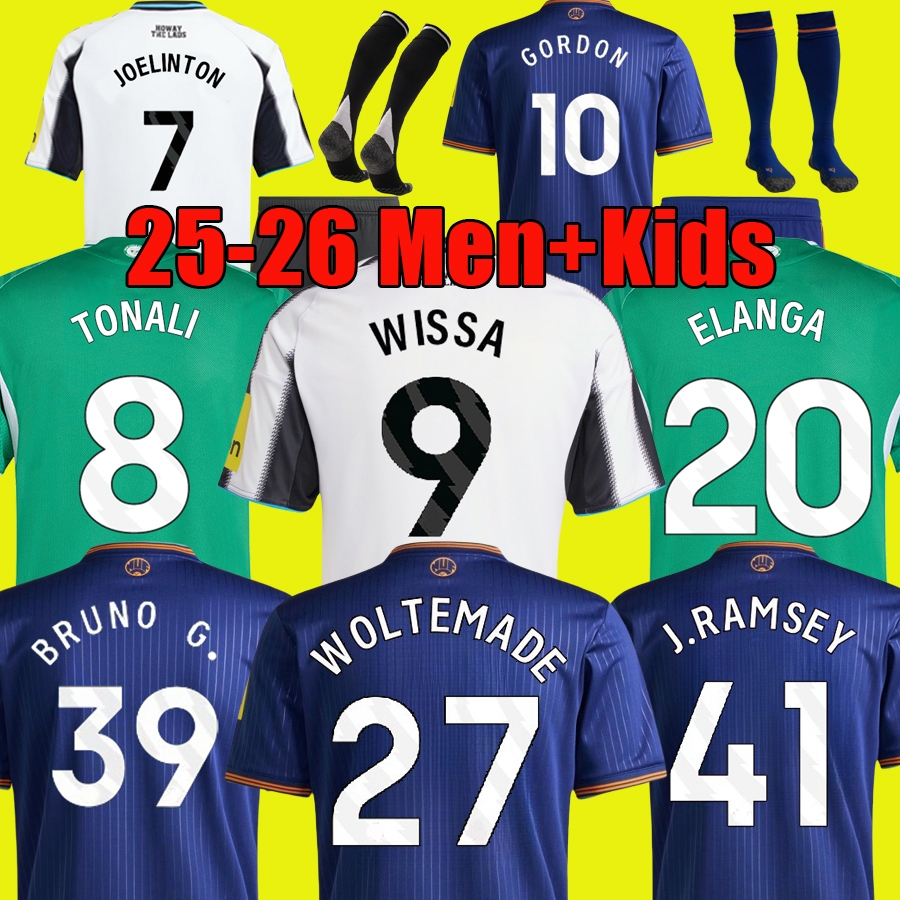 25 26 ELANGA TONALI WOLTEMADE WISSA Soccer Jerseys ISAK JOELINTON TRIPPIER GORDON SCHAR 2025 2026 Football Shirts BURN L.MILEY top Men Kids kit sets Pre-Match uniform