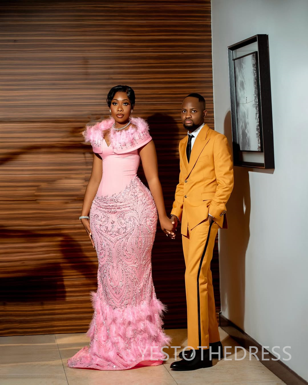 Plus Size Pink Aso Ebi Prom Dress 2025 Evening Dresses Formal Gowns Off Shoulder Feather Beaded Lace Illusion Birthday Dress Second Reception Gown AM2
