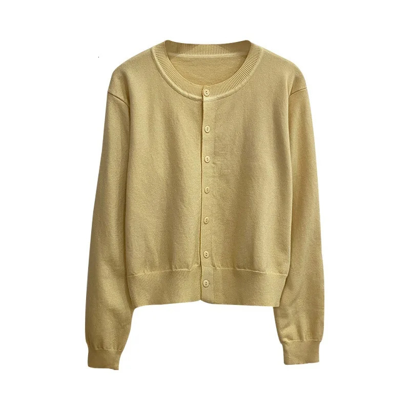 Womens Long Sleeve 2025 Cardigan O Neck Button Down Knit Lady Autumn Spring Knitted Singlebreasted Sweaters 250819e