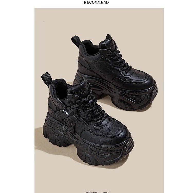 ThickSoled Dad Shoes for Women Spring Single Shoes Sports Casual Shoes for Petite Women HeightIncreasing Early Autumn Shoes 7cm Hidden Wedge Shoes for