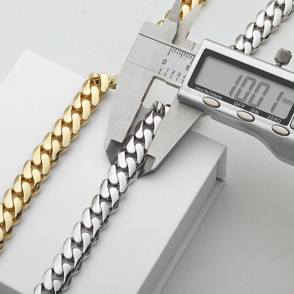 ICEBLING Moissanite 925 Silver Monaco Chain 14K Gold Plated Thick Iced Out Diamond Clasp Flat Cuban Link Choker Necklace Men