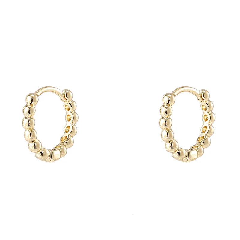 Small Round Bead Simple Fashion Hoop Earrings For Women Vintage Gold Silver Color Metal Jewelry Female Punk Minimalist Accessory 250917