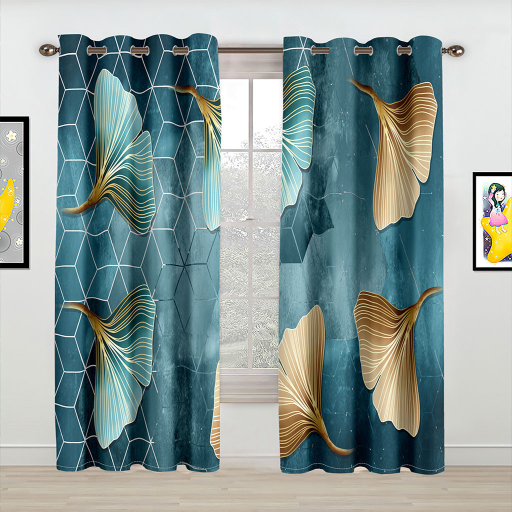 YL-37088 High-precision Customized 3D Curtain Printing Finished Landscape Wave Curtain Blackout Curtain