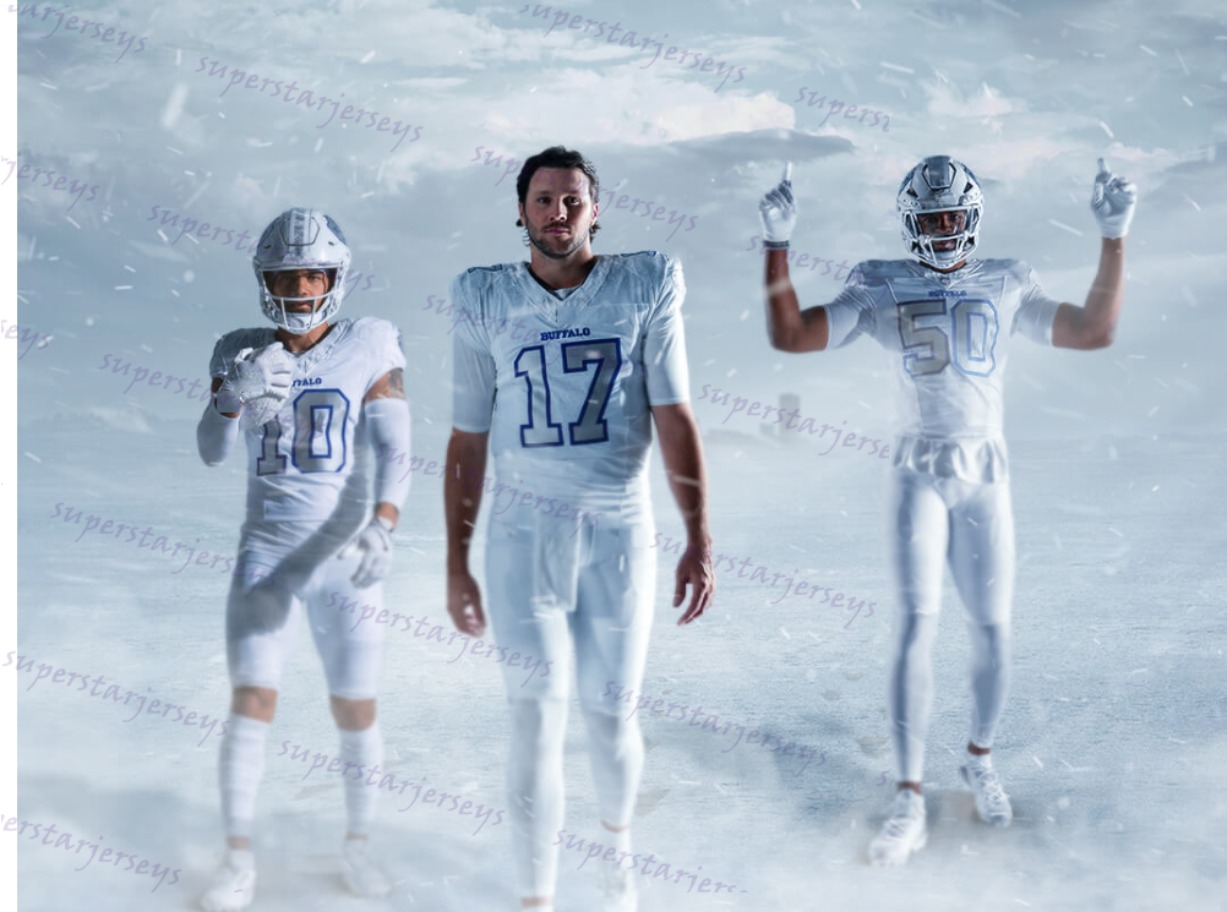17 Josh Allen 2025 White/Blue/Red New Football Jersey Dion Dawkins Cook Shakir Coleman Joey Bosa Joey Bosa Kelly Dawson Knox Davis Walker Hamlin Milano Custom Stitched