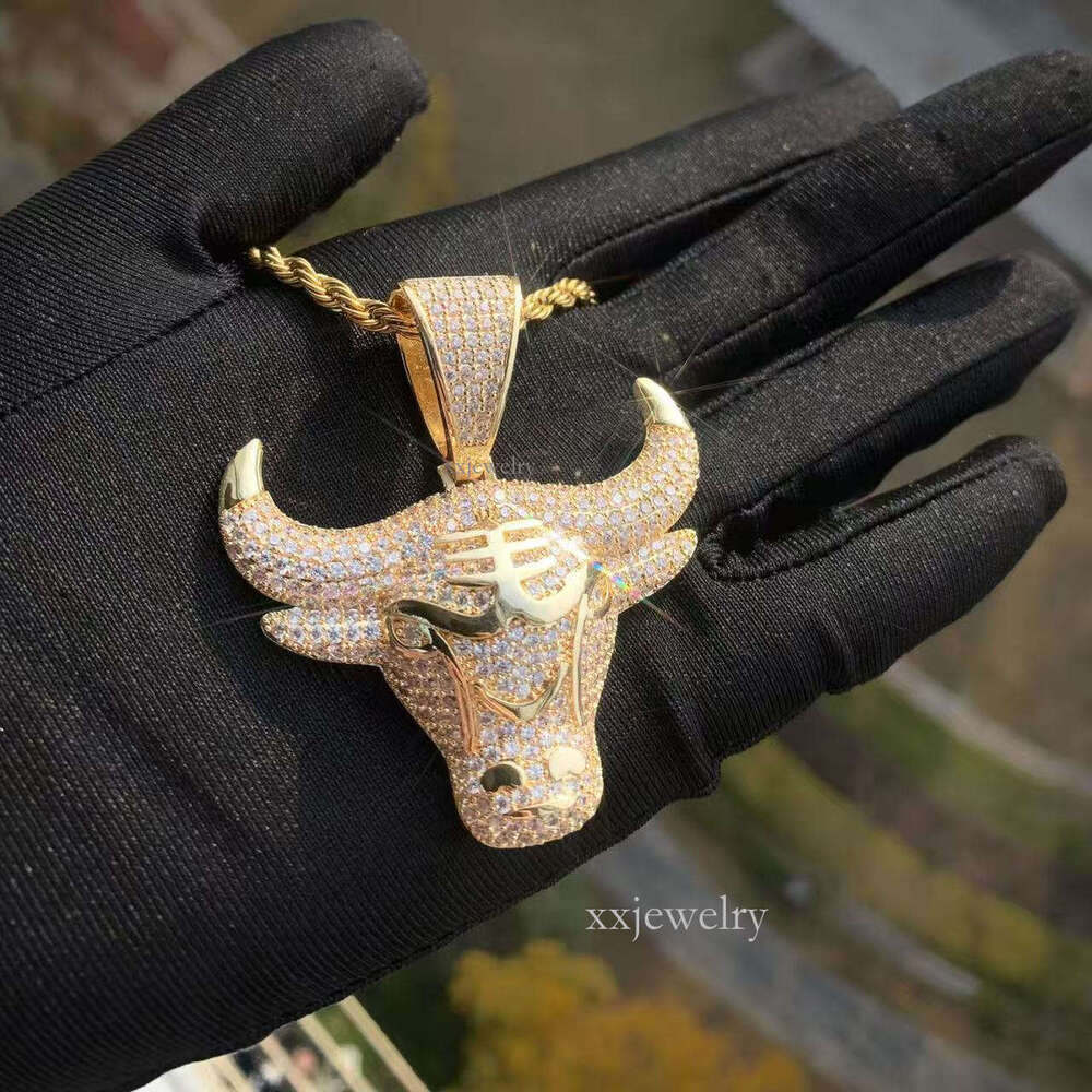 Custom tennis Chain Sterling Silver Mosaic Moses Stone Gem Hip Hip Style Ice Crack jewelry fashion design pendant, size 4mm x 5mm, Moses Stone necklac