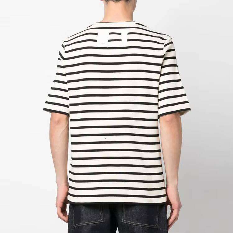 Heavyweight T-Shirt Men Designer Striped Oversized Pour Hommes High Quality 220 Gsm Cotton